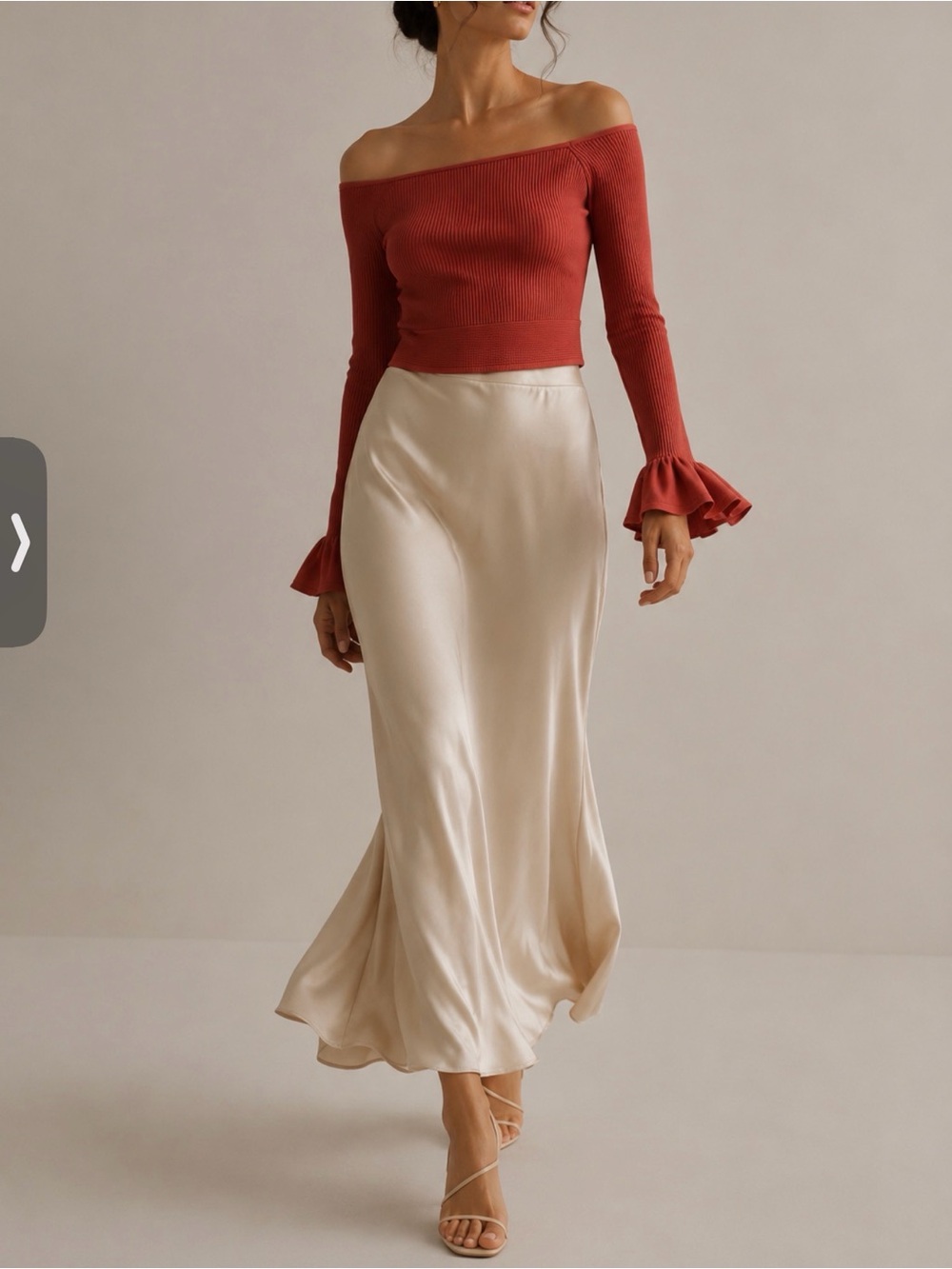 Gianni Bini Cream Satin Bias Maxi Skirt